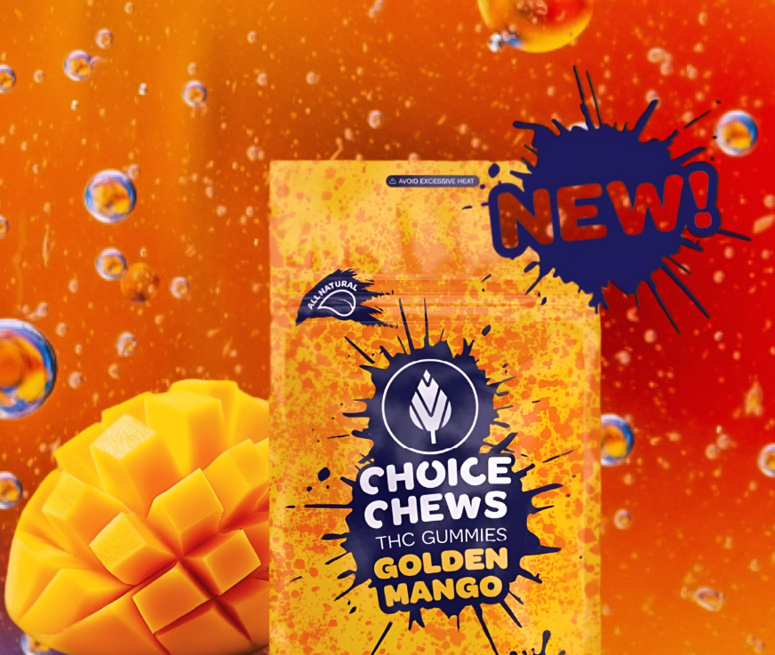 Photograph of product: CHOICE CHEWS - Golden Mango Gummies - Oui'd (10mg per piece/100mg)