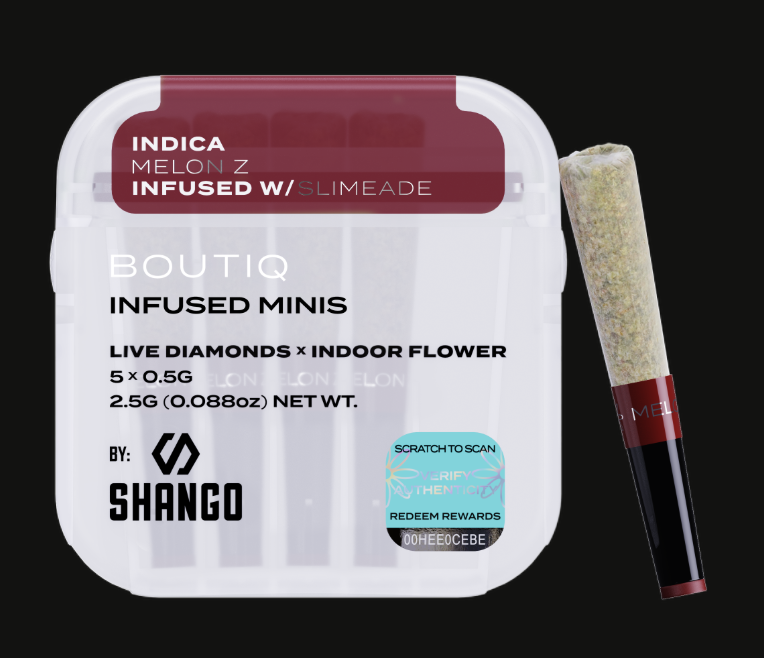 Photograph of product: Boutiq - Live Diamonds Infused Mini Prerolls 5pk - Melon Z (I) X Slimeade (I) (2.5g)