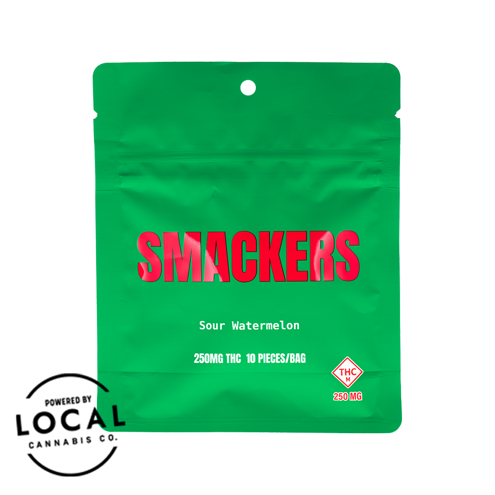 Photograph of product: SMACKERS 250MG SOUR WATERMELON GUMMIES