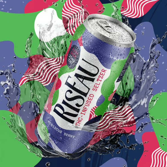 Photograph of product: (Drink) RisEau | Hibiscus Berry Infused Seltzer 25mg (12oz) - Hybrid