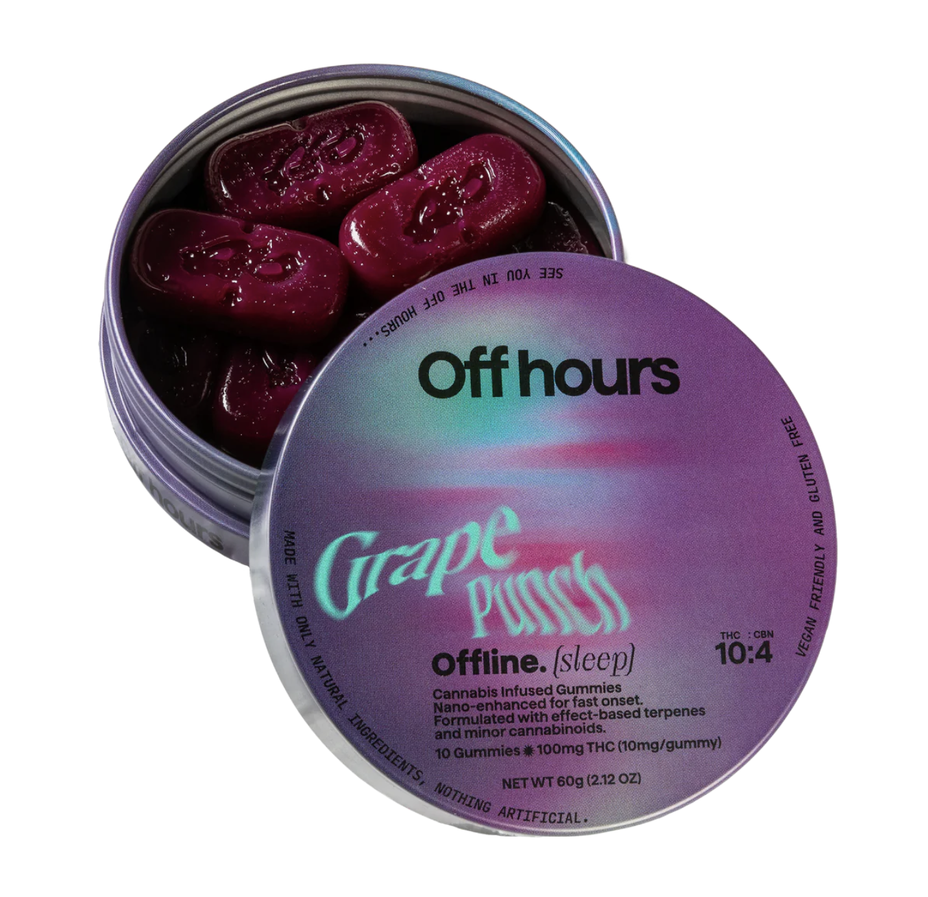 Photograph of product: OFF HOURS | 10pk Gummies | Offline Grape Punch