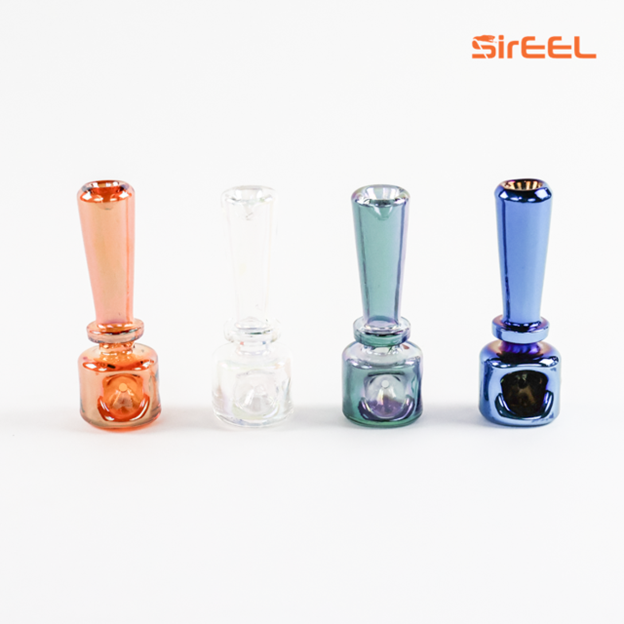 Photograph of product: 4.5" SirEEL Iridized Stacked Geometric Hand Pipe | Assorted Colors