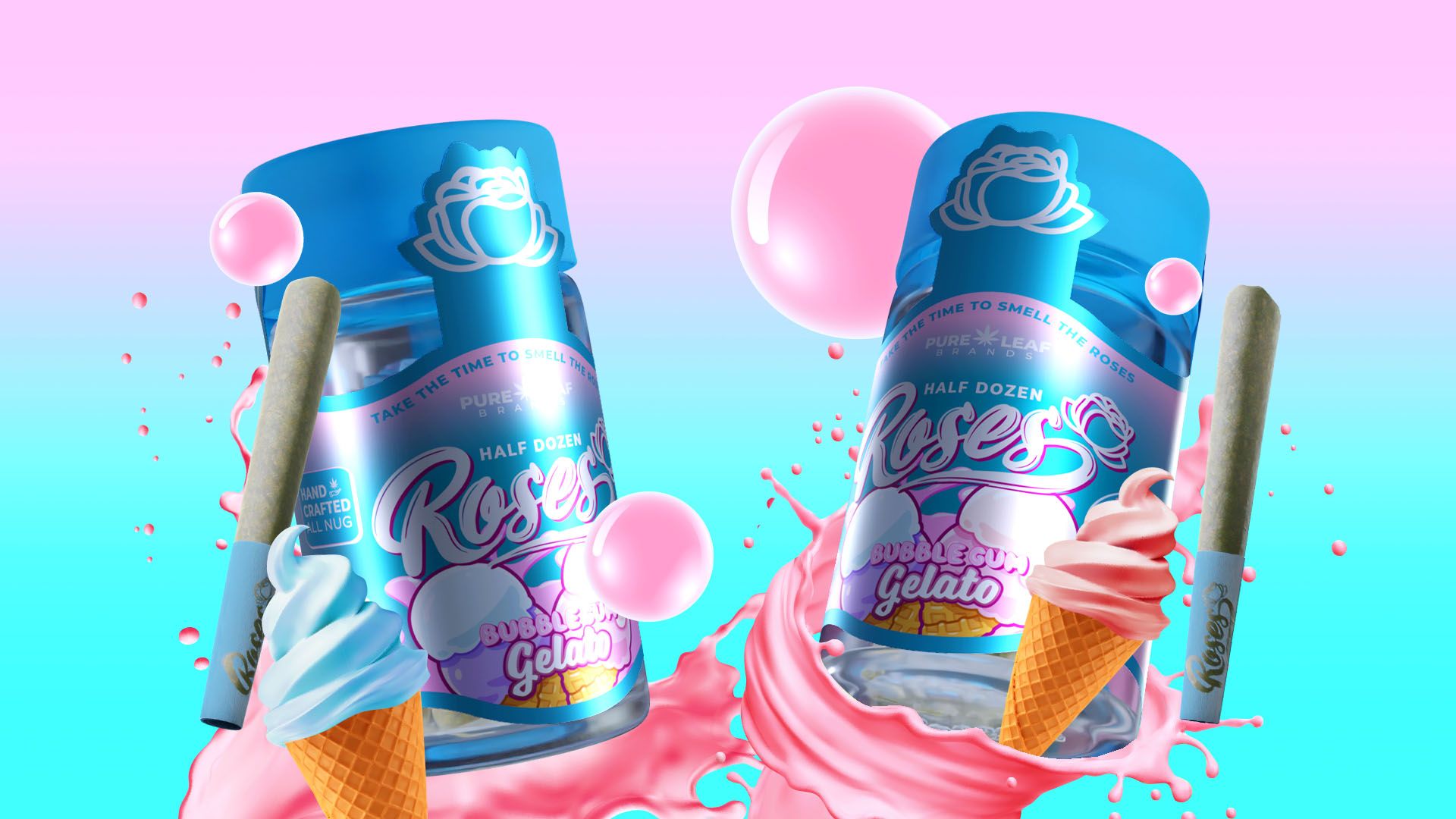 Photograph of product: ROSES | ICC | BUBBLE GUM 6 PACK 3G