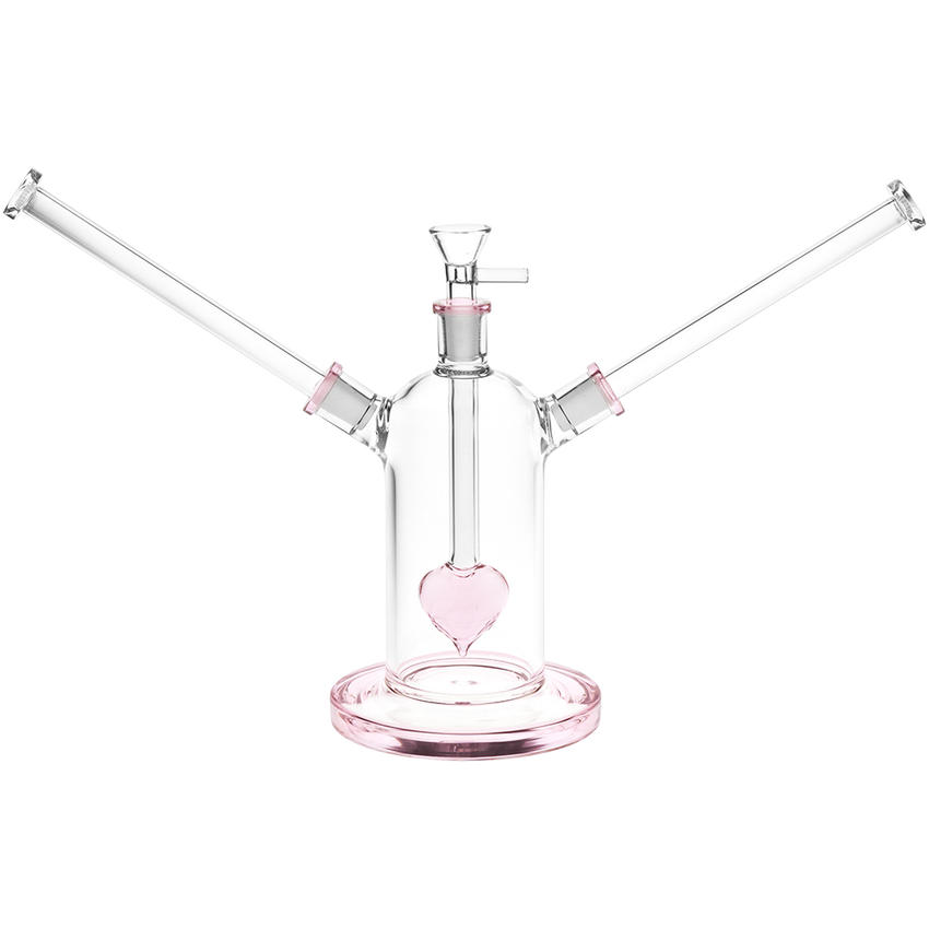 Photograph of product: Date Night Heart Perc Dual Neck Glass Water Pipe - 7" / 14mm F