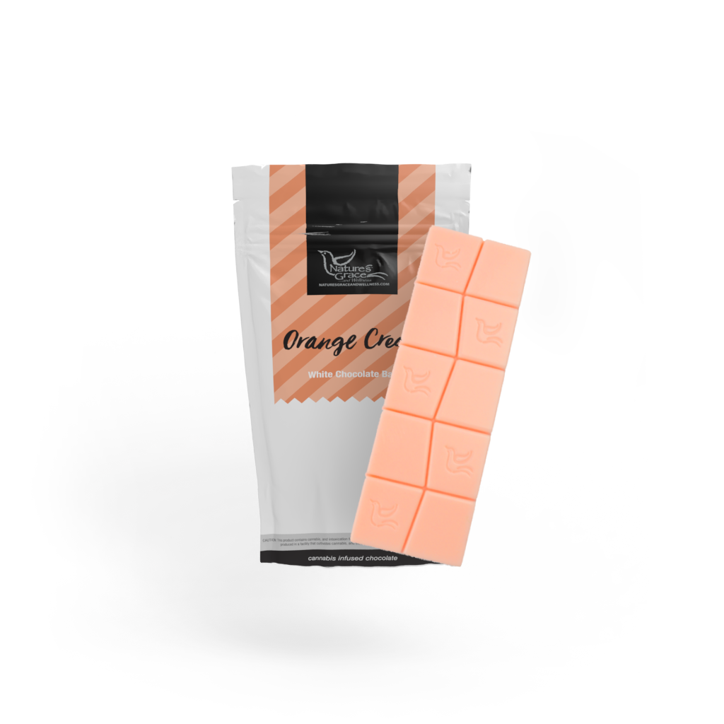 Photograph of product: Orange Cream White Chocolate Bar | 100mg | Nature's Grace
