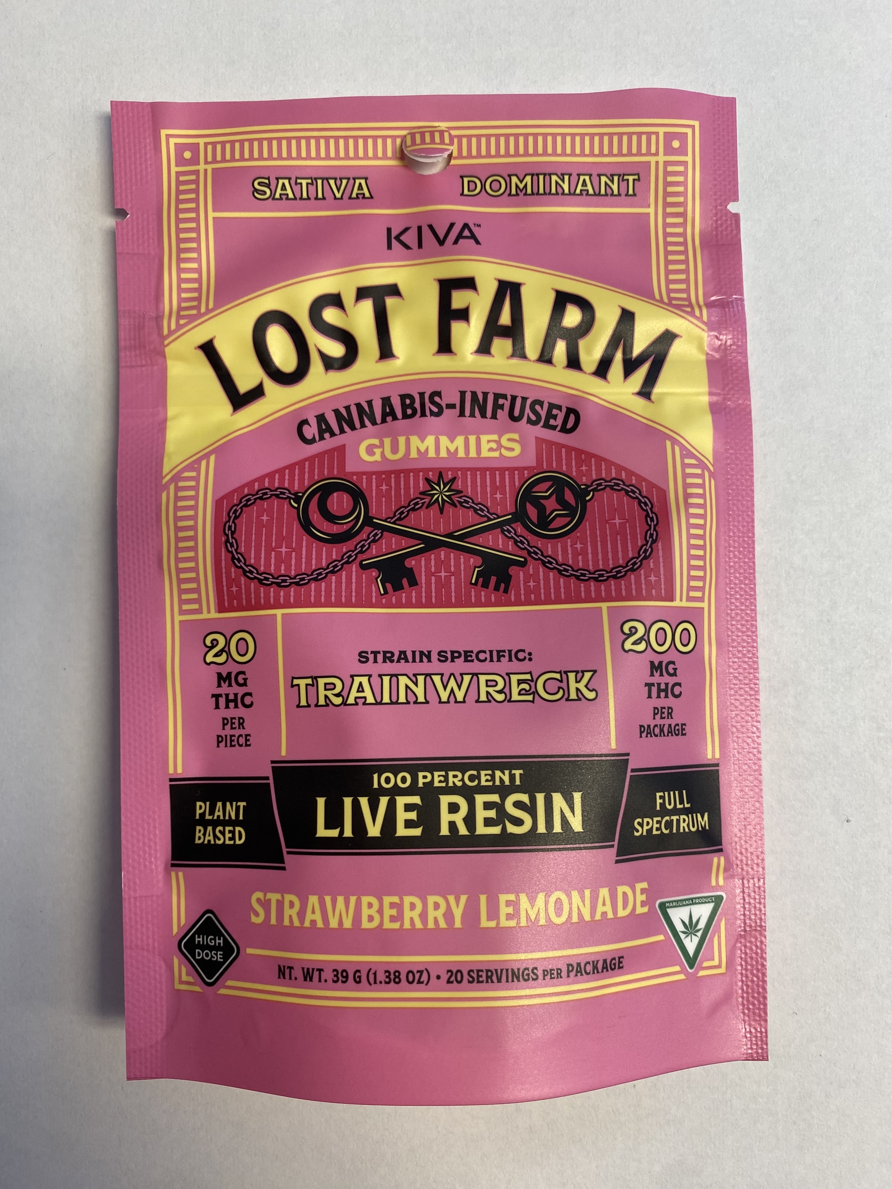 Photograph of product: Lost Farm - Strawberry Lemonade - 200mg Live Resin Gummies (10x20mg)