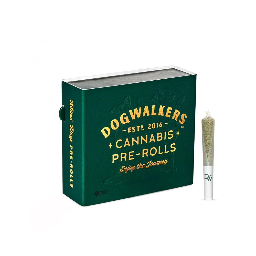 Photograph of product: Dogwalkers | Pre-Roll Pack | East Coast Sour Diesel (S) | 5pk/1.75g