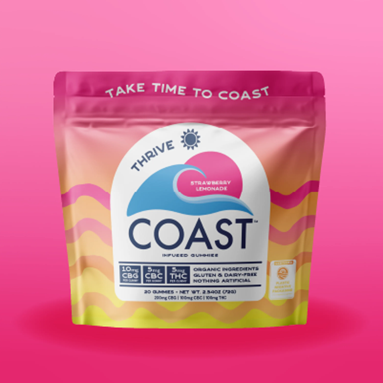 Photograph of Product: 100mg Gummies | 10:5:5 Strawberry Lemonade | Coast Cannabis