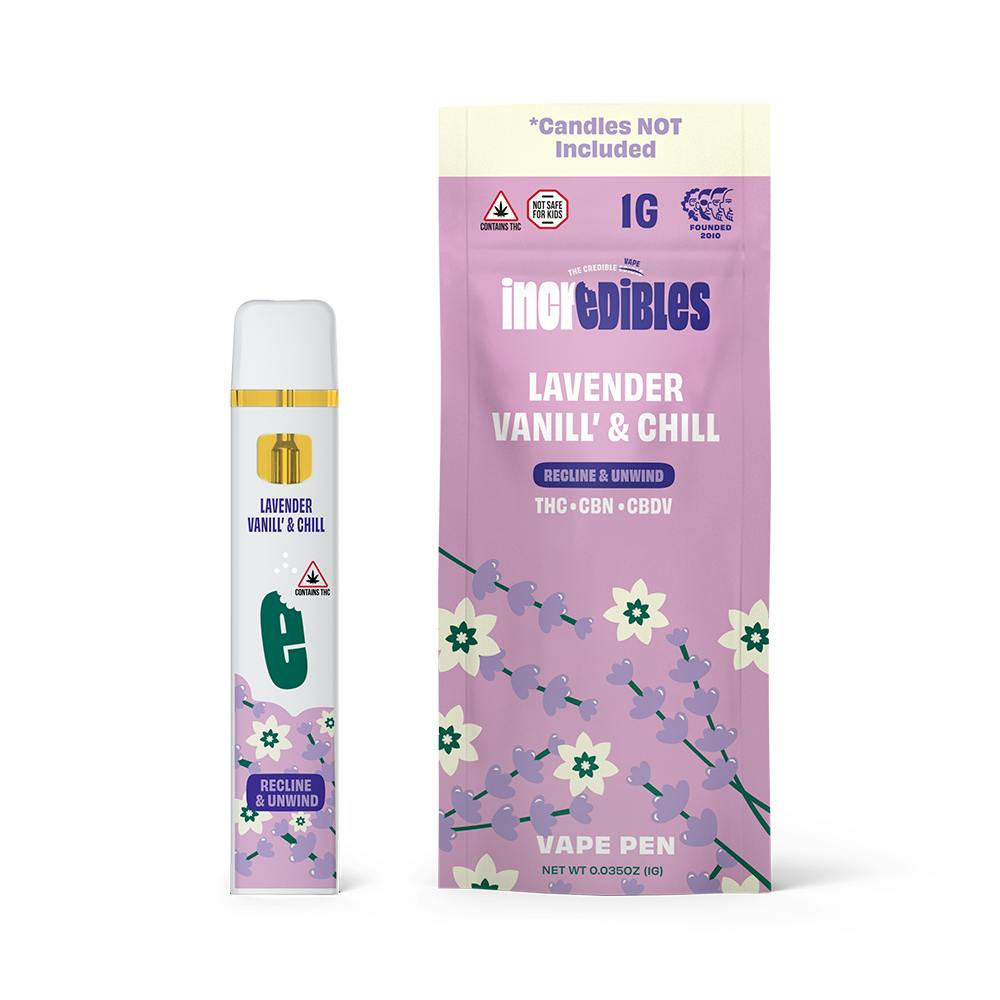 Photograph of product: Lavender Vanilla 14:1:1 (TH-oui:CBDV:CBN) (Relax) | Disposable Vape | 1g