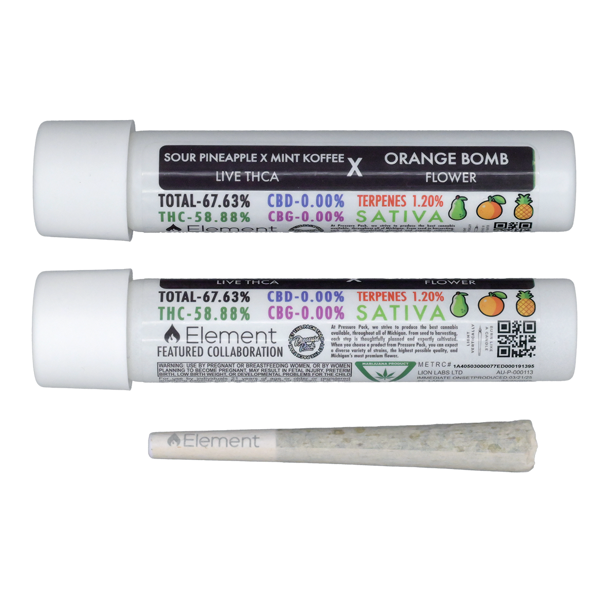 Photograph of product: Element Live TH-ouiA Orange Bomb x Sour Pineapple x Mint Koffee Joint