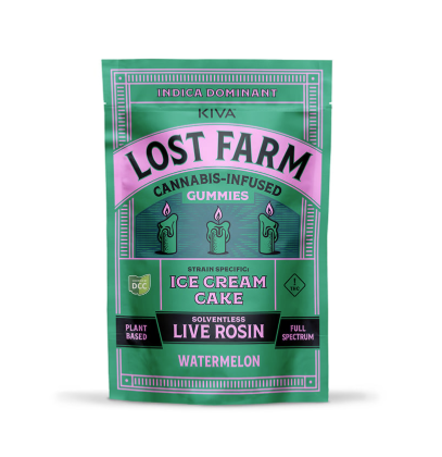 Photograph of product: Kiva | Lost Farm | Watermelon x Ice Cream Cake Live Rosin Gummies | 100mg (10ct)