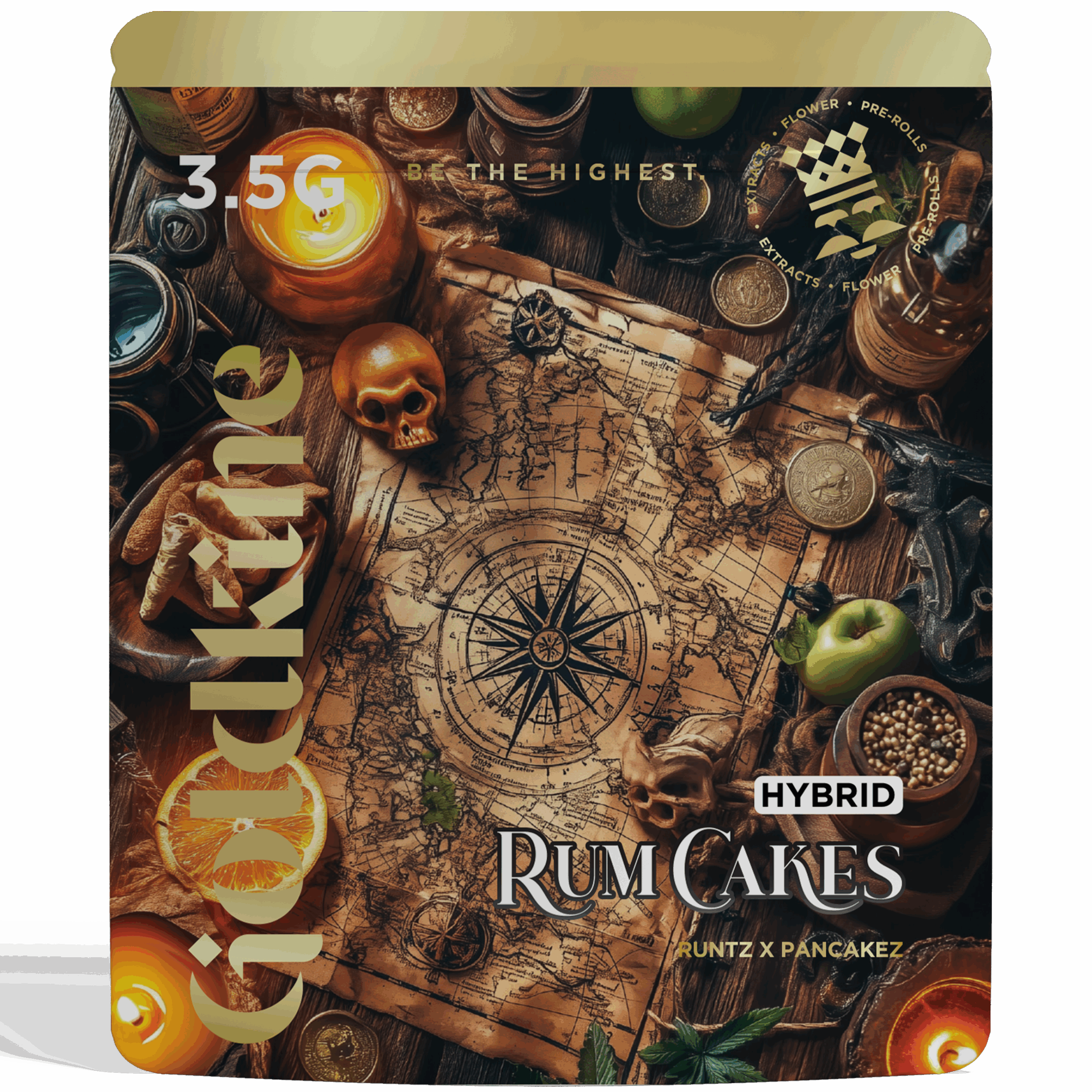 Photograph of product: Prepackaged - Goldkine - Rum Cakes - (Hybrid) - 28.42% TH-oui - 3.5g