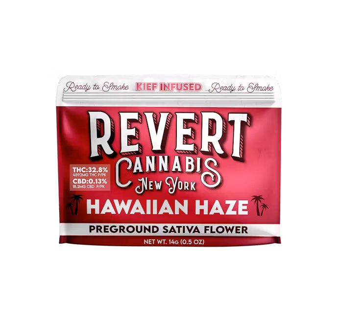 Photograph of product: Revert | Hawaiian Haze | Kief Infused Pre-Ground Flower | Oui'd - 14g