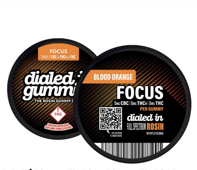 Photograph of product: Dialed In | 1:1:1 TH-oui:CBC:TH-ouiV | Rosin Gummies | 100mg