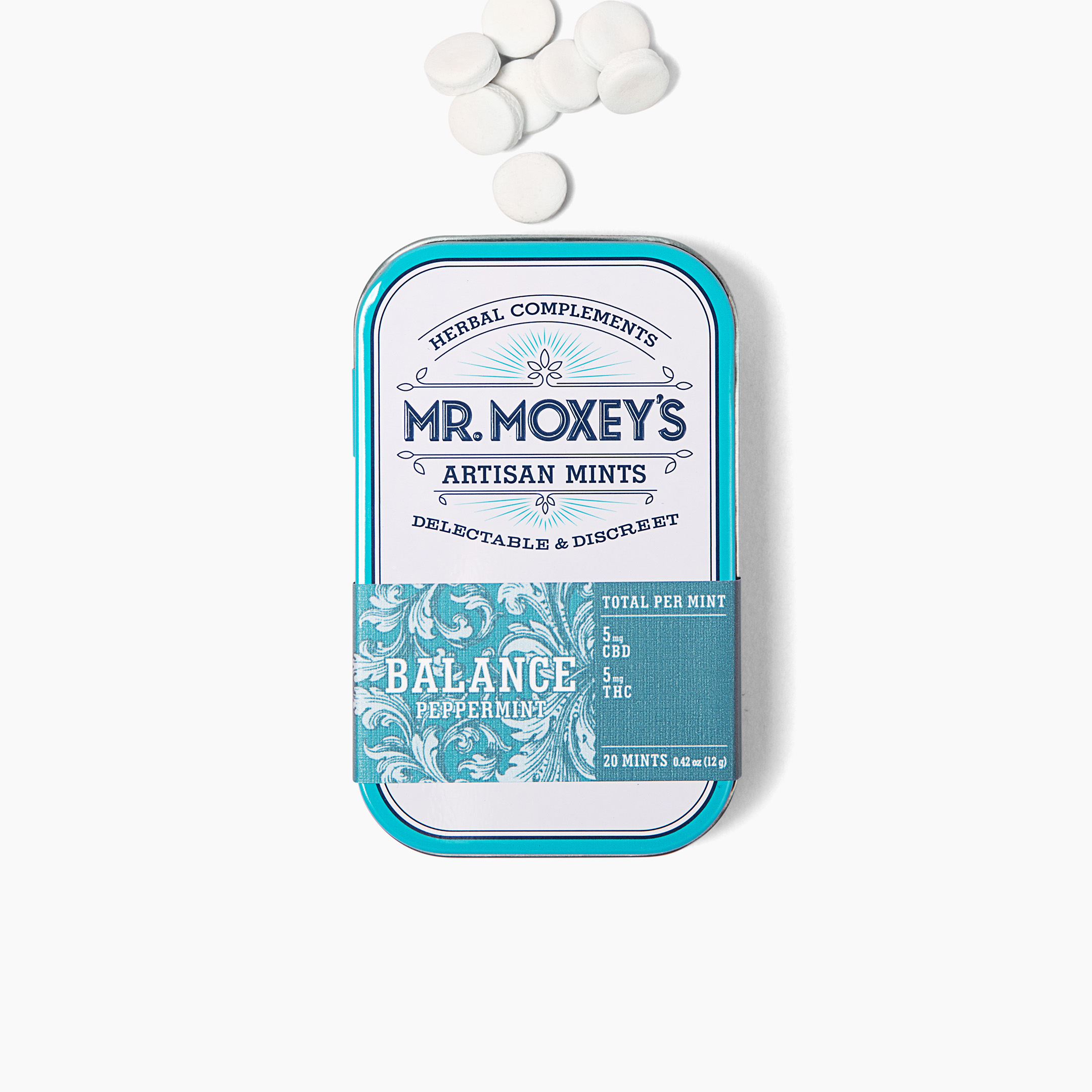 Photograph of product: Balance | 1:1 TH-oui:CBD | 20pk Peppermint Mints