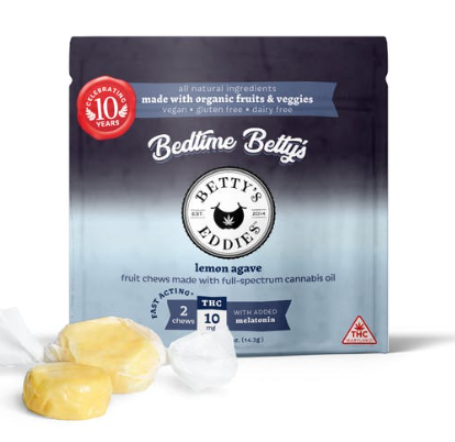 Photograph of product: Chews | Bedtime Betty's | Lemon Agave |  5mg Per Serving | 2pk