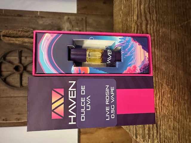 Photograph of product: Haven Dulce De Uva Live Rosin Vape Cartridge