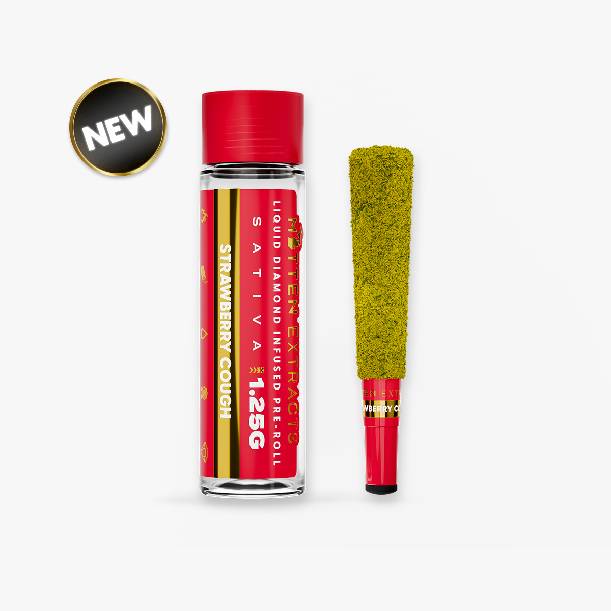 Photograph of product: Mitten Extracts - Liquid Diamond Pre-roll 1.25g - Strawberry Cough - Oui'd