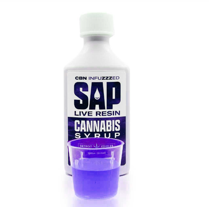 Photograph of product: SAP - Syrup - 200mg Live Resin - 2:1 TH-oui/CBN - Grape