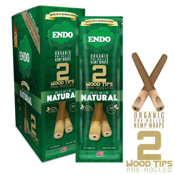 Photograph of product: ENDO Hemp Cones W/ Wooden Tip (2pk)Wowie Natural