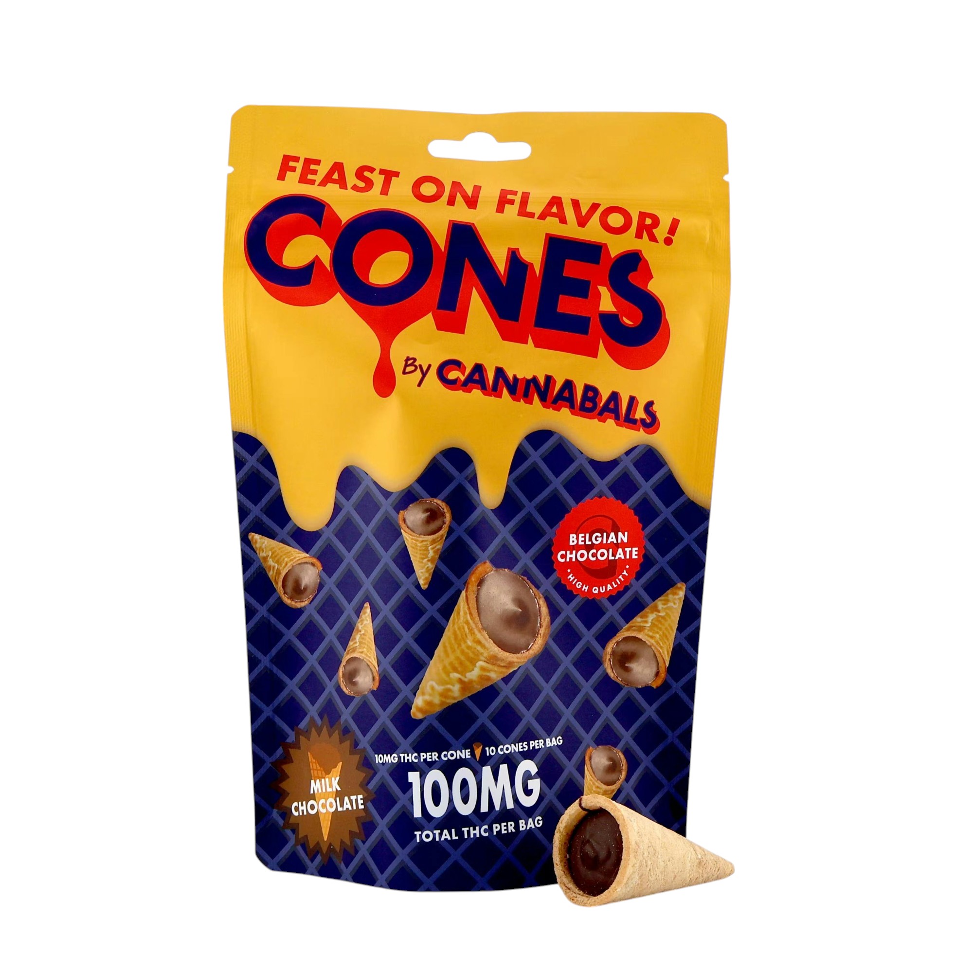 Photograph of product: Cannabals CONES MIlk Chocolate 10pk 100mg