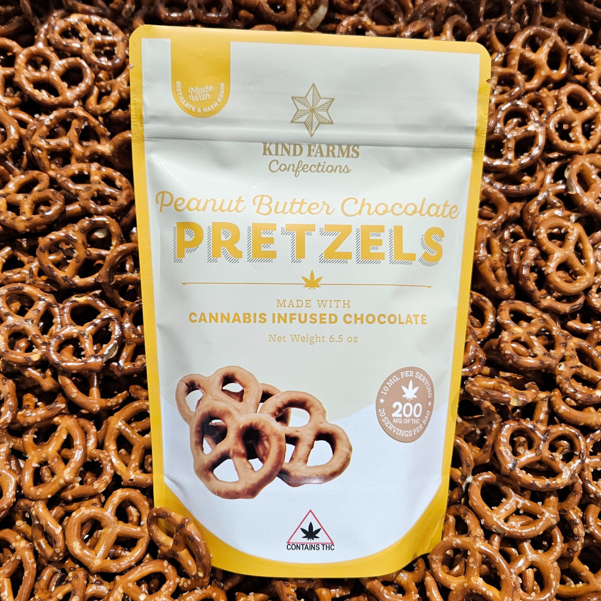 Photograph of product: Kind Farms Confections - Peanut Butter Pretzels (200MG)