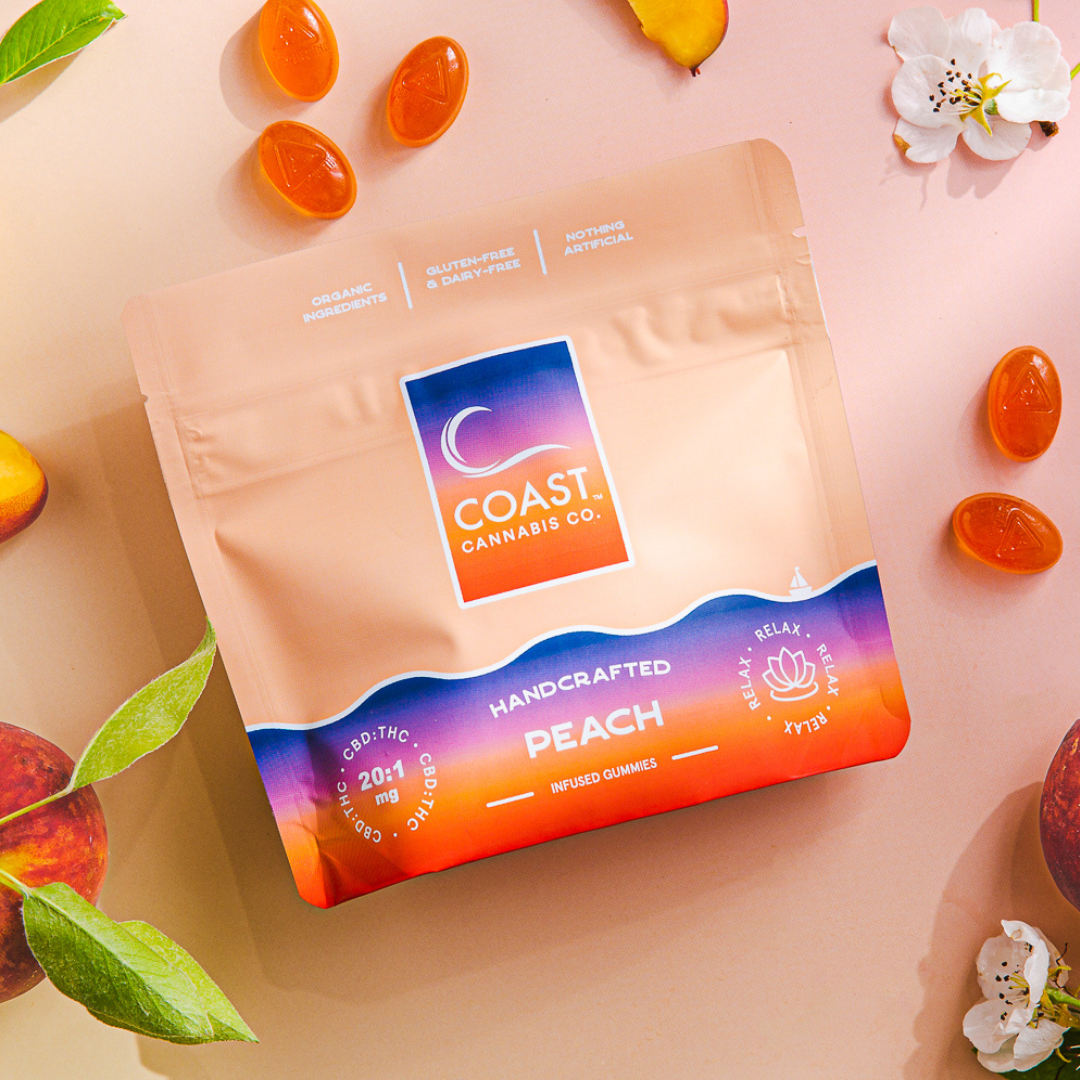 Photograph of Product: RELAX | Peach Gummies | 20mg CBD: 1mg THC