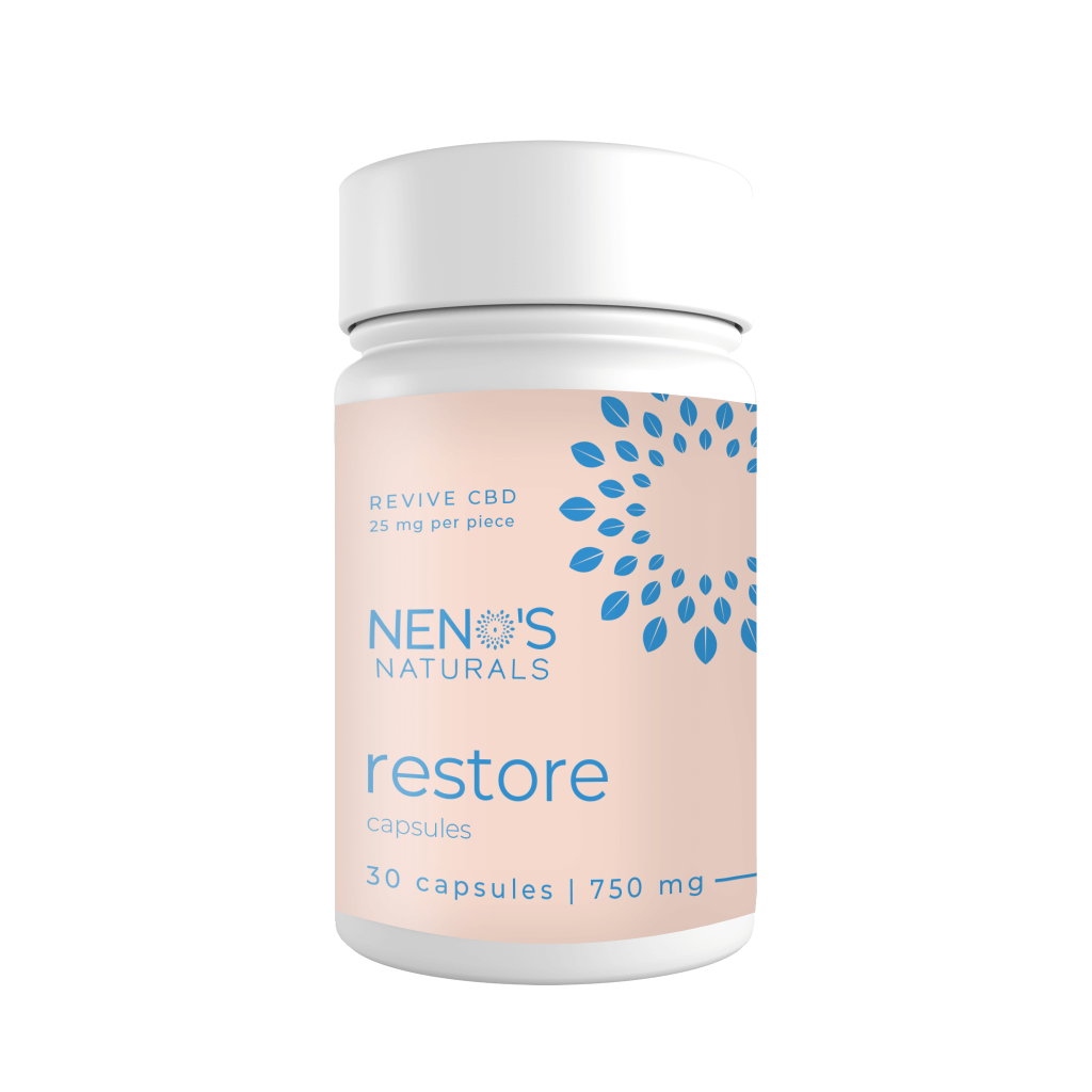 Photograph of product: Neno's Naturals Revive CBD Restore Capsules 750mg