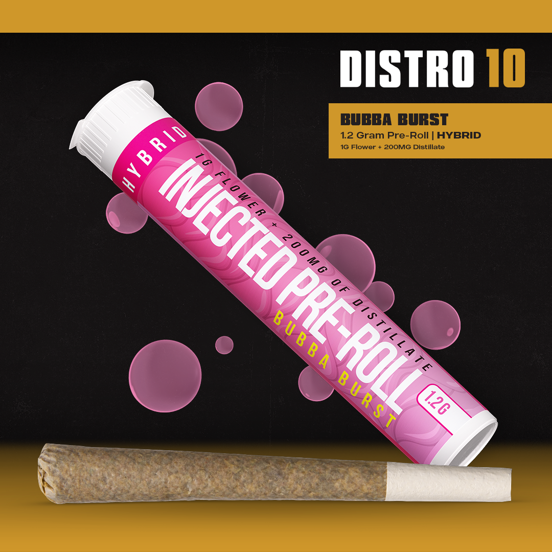 Photograph of product: Distro 10 Injected Preroll | Bubba Burst