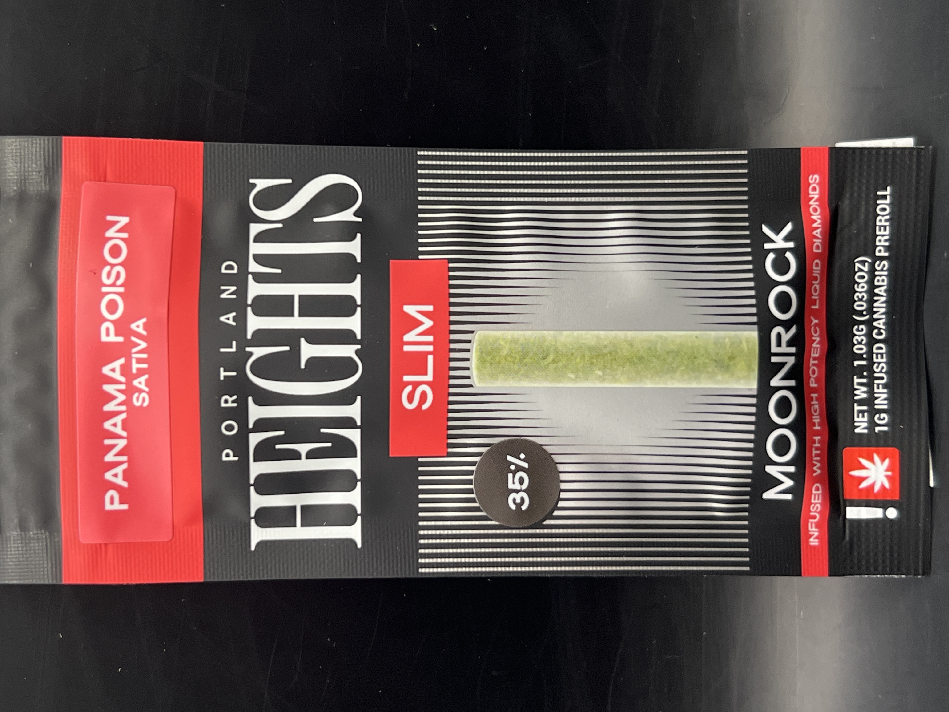 Photograph of product: Portland Heights 'Panama Poison' Moonrock Slims Pre-Roll