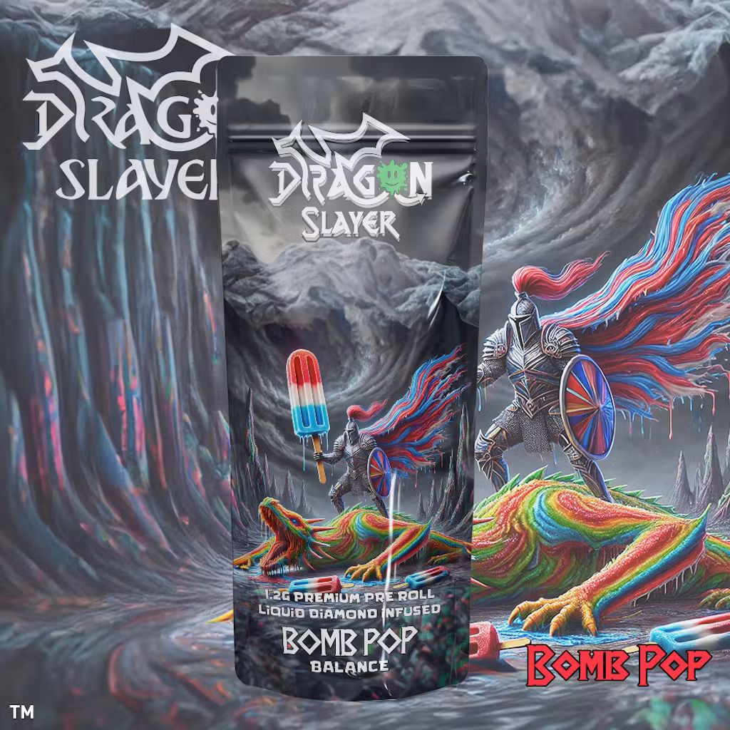 Photograph of product: Dragon Slayer - Bomb Pop - 1.2g Infused Pre-Roll