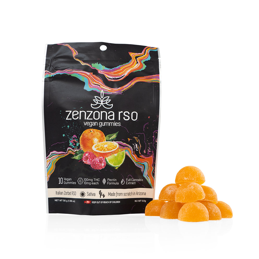 Photograph of product: zenzona Vegan Gummies Italian Zorbet 100mg RSO - Oui'd