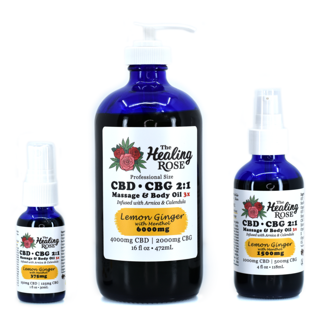 Photograph of product: The Healing Rose - Massage & Body Oil - 375mg CBD+CBG 2:1