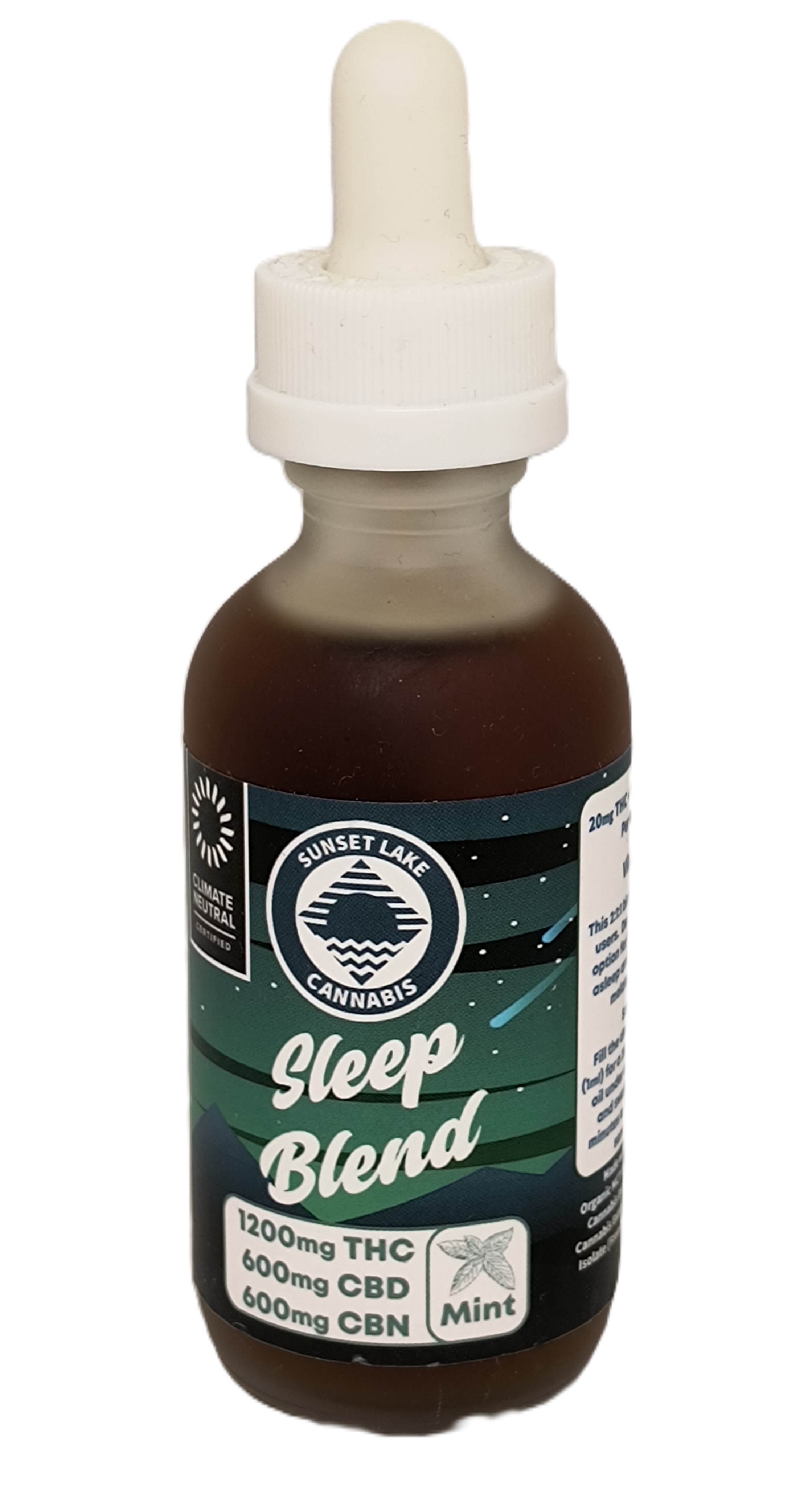 Photograph of product: Sleep Blend Tincture | 1200mg TH-oui + 600mg CBD & CBN | Sunset Lake
