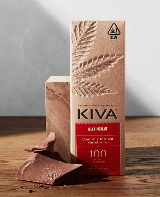 Photograph of product: Kiva Milk Chocolate Bar 100mg 20pk