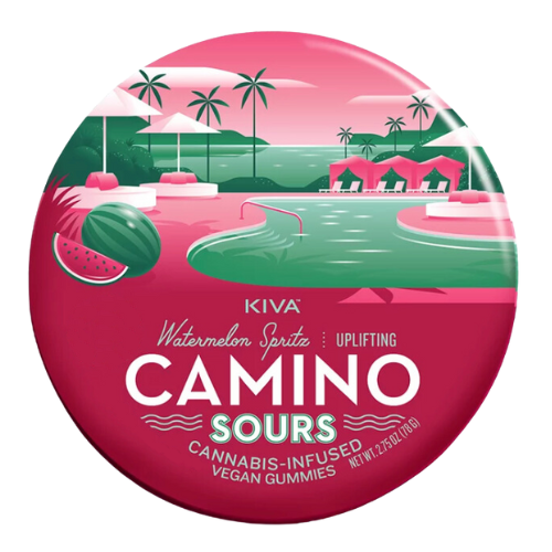 Photograph of product: Kiva Confections Camino Watermelon Spritz Uplifting Sour Gummies 200mg THC
