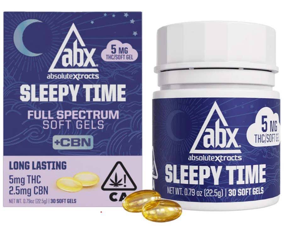 Photograph of product: ABX Sleepy Time Solventless + CBN Soft Gels 5mgTHC 2.5mgCBN 30Pk