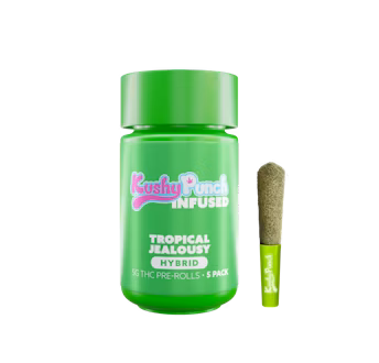 Photograph of product: KUSHY PUNCH - PREROLL INFUSED - 0.5G - 5PK - TROPIC JEALOUSY - HYBRID