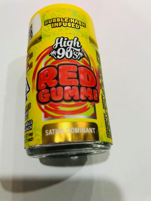Photograph of product: RED GUMMI 2.5G 5 PACK INFUSED PREROLL - 2.5 G