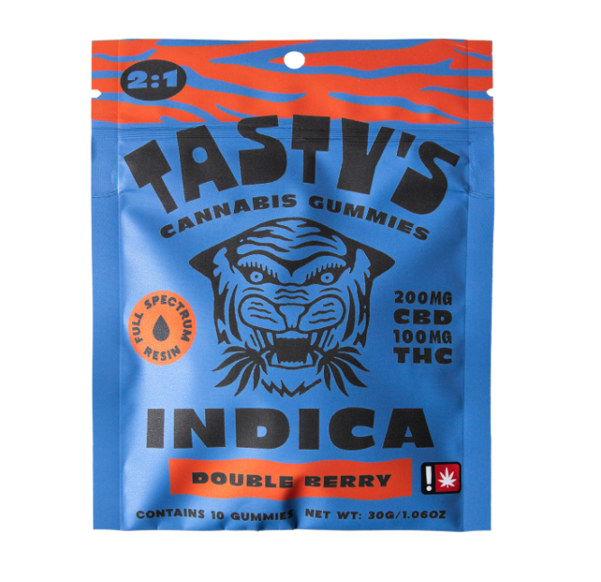 Photograph of product: Tasty's | 2:1 CBD/TH-oui Double Berry Gummies | 100mg 10pk