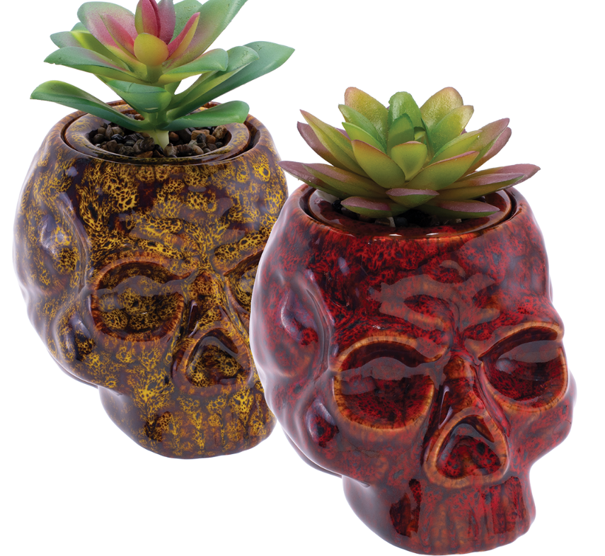 Photograph of product: Fujima Skull Planter Reactive Glaze Ceramic Stash Jar | 4.5" | A1476