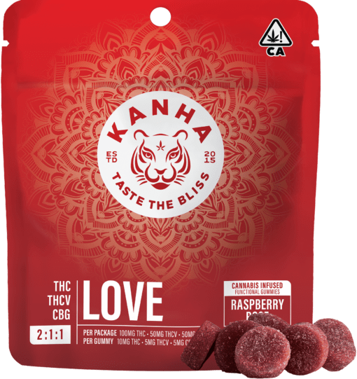 Photograph of product: [Kanha] NANO Gummies - 100mg - 2:1:1 Raspberry Rose (Love) - 