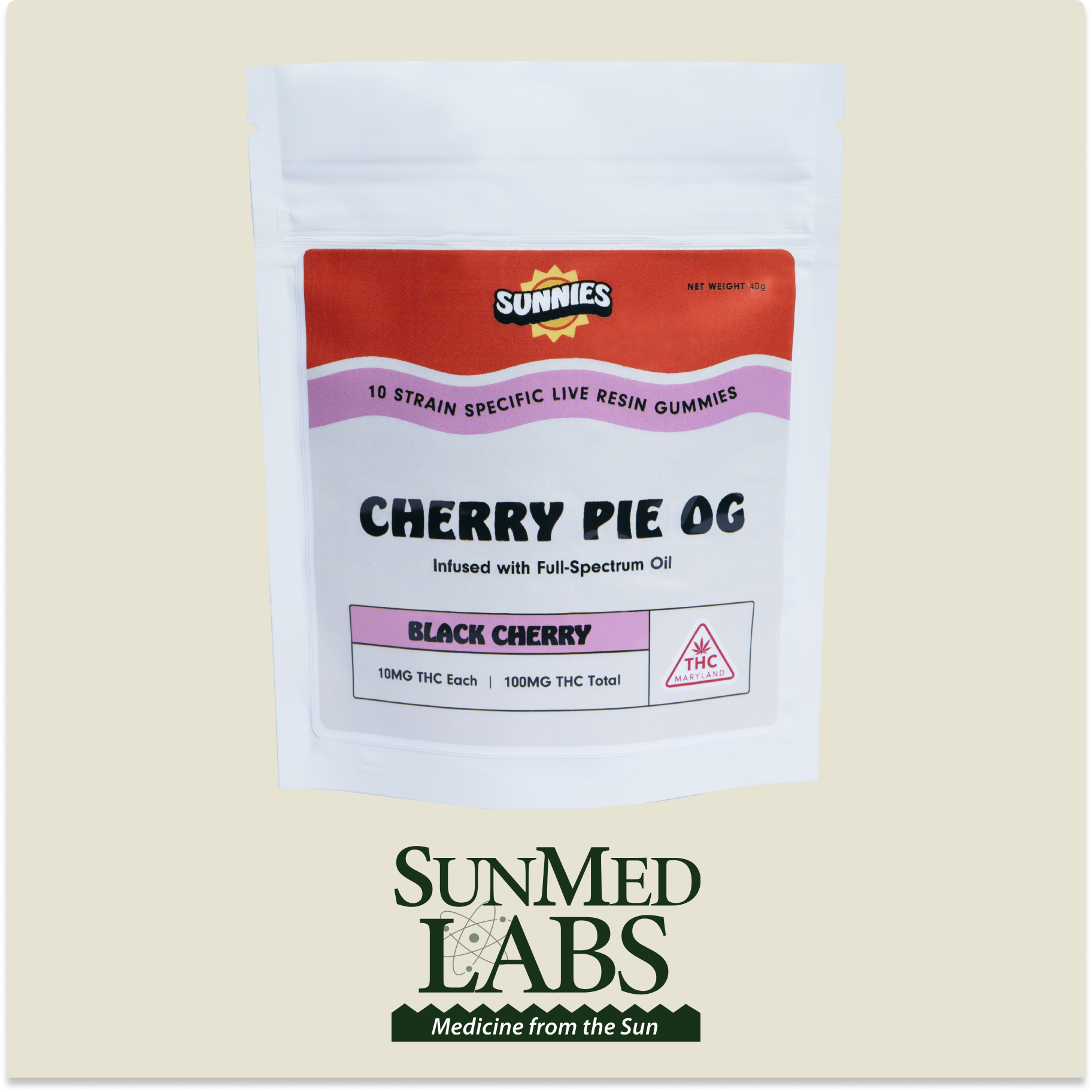 Photograph of Product: Cherry Pie OG Live Resin Gummies 10mg 10pk