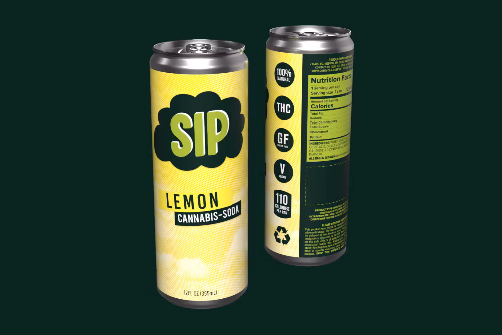 Photograph of product: SIP Lemon Soda | 12 fl oz | 5mg