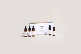 Photograph of product: Tonic | Tonic Flight | 5 ML of Chill, Grounded, O.G and Flex Tonics plus Chronic Tonic Topical