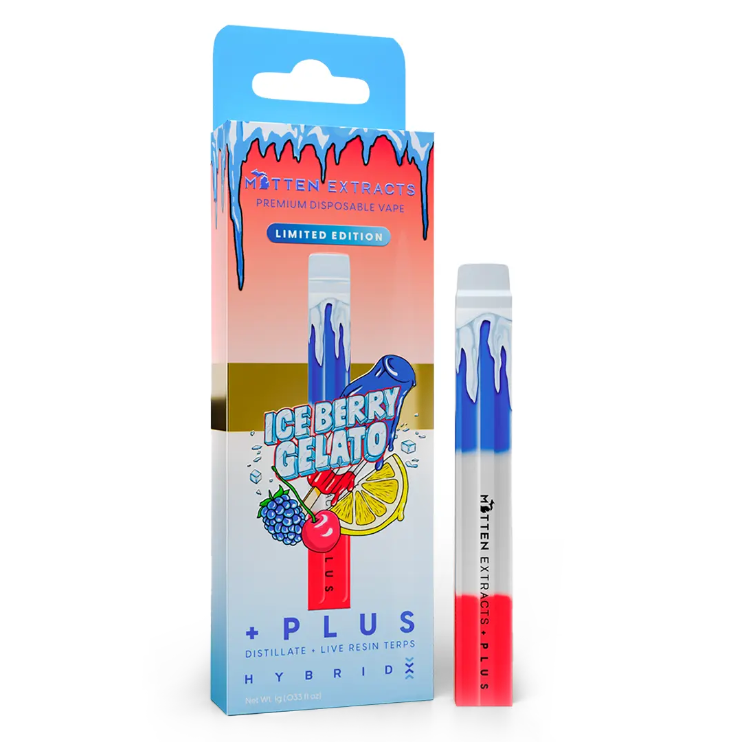 Photograph of product: Mitten Extracts Limited Edition Ice Berry Gelato Disposable Vape Rec