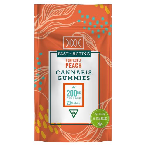 Photograph of product: Dixie Quick Perfectly Peach Hybrid Gummies 200mg TH-oui