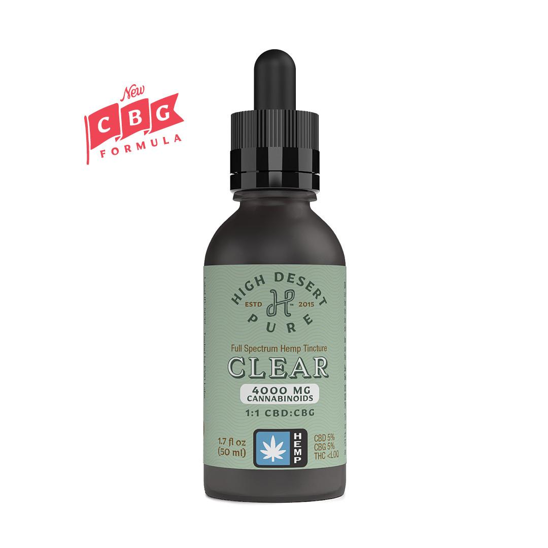 Photograph of Product: High Desert Pure Clear 1:1 CBD:CBG Tincture 1.7 FL OZ