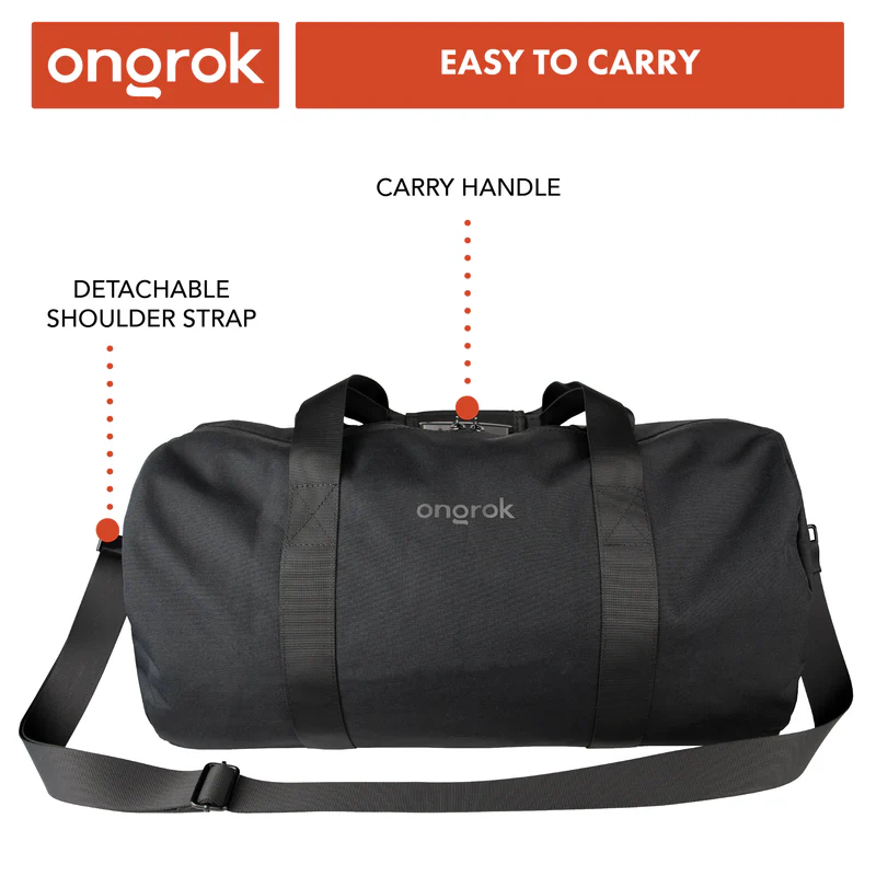 Photograph of product: ONGROK - 11 x 20" Smell Proof Carbon Lined Duffle Bag - Black