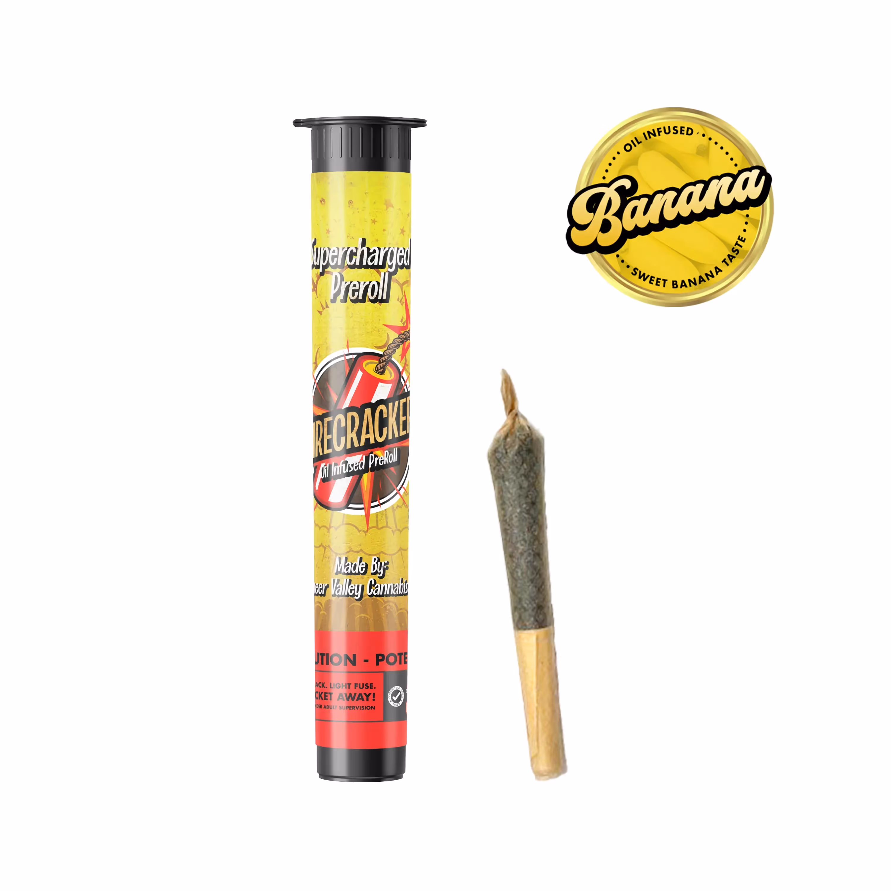 Photograph of product: Banana Candy Firecracker Infused Pre-Roll | 1g